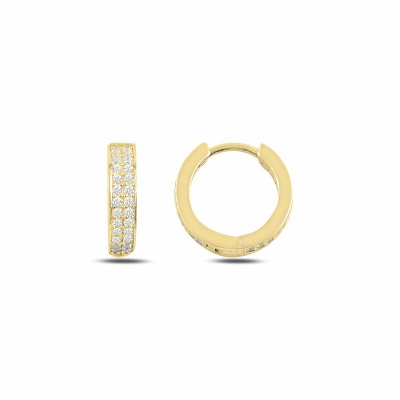 2 Sıra Zirkon Taşlı 15mm Tamtur Halka Küpe