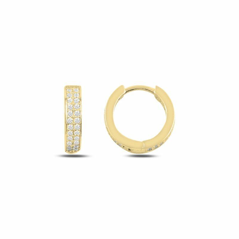 2 Sıra Zirkon Taşlı 15mm Tamtur Halka Küpe