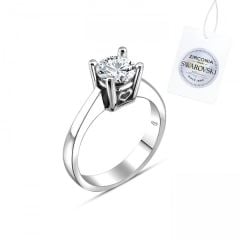 Swarovski Zirconia Taşlı Tektaş 925 Ayar Gümüş Sertifikalı Swarovski Yüzük 16